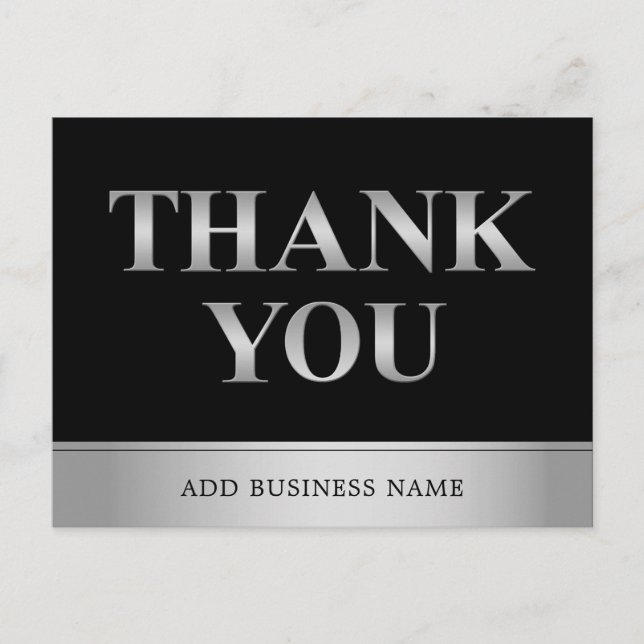Elegant Gold Black Business w/ LOGO - THANK YOU Postcard (Front)