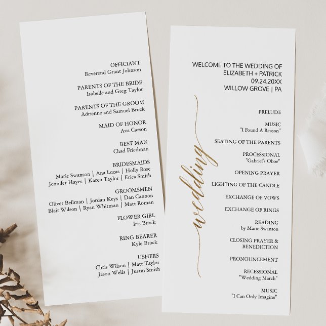 Elegant Gold & Black Calligraphy Wedding Programme (Creator Uploaded)