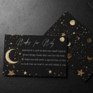 Elegant Gold Black Celestial Books for Baby Card