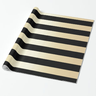 Elegant Gold & Black Christmas Stripe Pattern Wrapping Paper