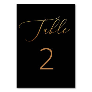 Elegant gold black classic wedding. Simple script Table Number