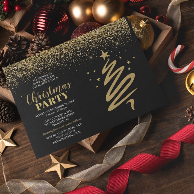 Elegant Gold & Black Corporate Christmas Party Invitation (Creator Uploaded)