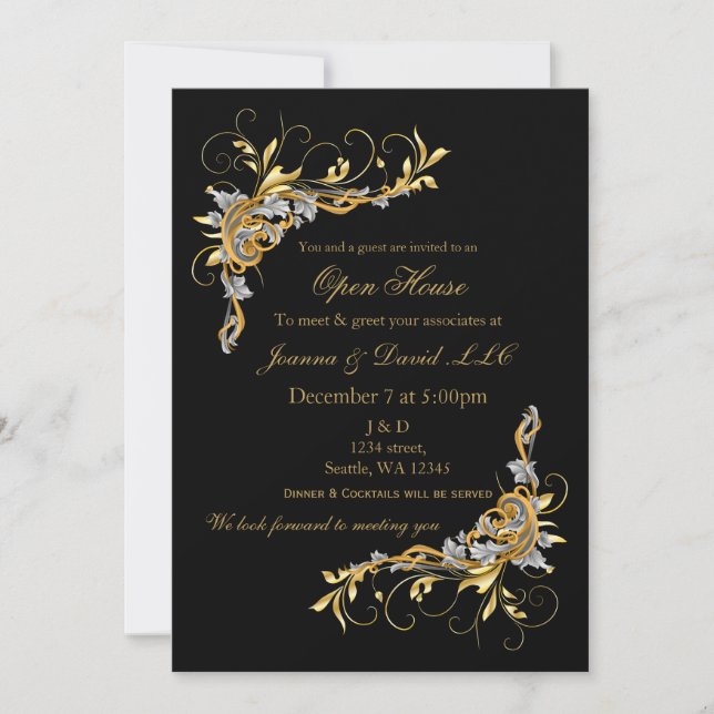 Elegant Gold Black Corporate party Invitation (Front)