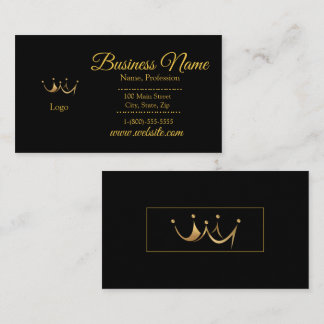 Elegant Gold & Black Crown Standard Size Business Business Card