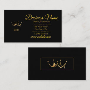 Elegant Gold & Black Crown Standard Size Business Card