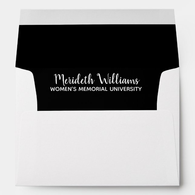 Elegant Gold Black Custom Graduation Envelope (Back (Bottom))