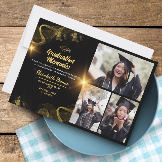 Elegant Gold & Black Custom Graduation Invites (Elegant Gold & Black Custom Graduation Invites – Personalized)