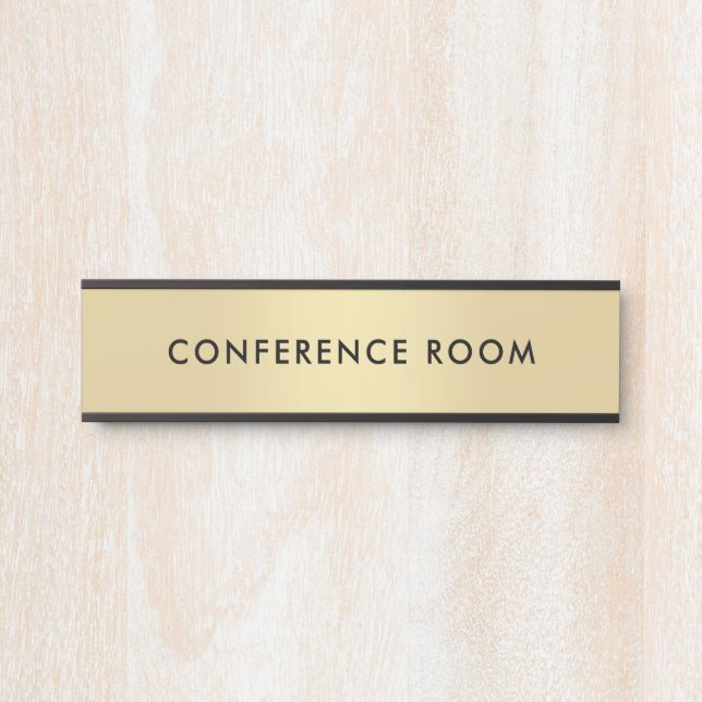 Elegant Gold Black Custom Template Conference Room Door Sign (Front)