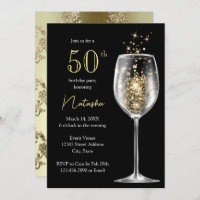 Elegant Gold Black Damask 50th Birthday Party
