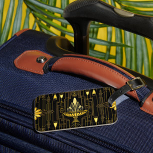 Elegant gold black gatsby luggage tag