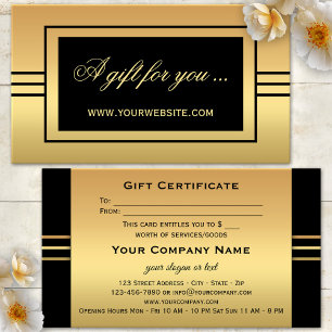 Elegant Gold Black Gift Certificate Template