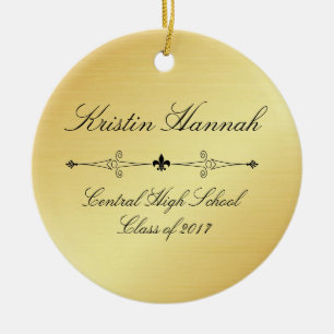 Elegant Gold & Black Graduation Christmas Ornament