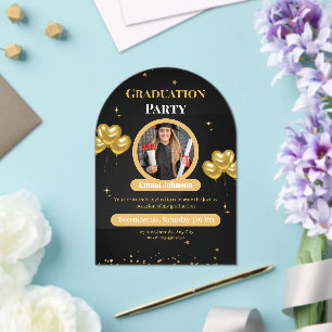 Elegant Gold & Black Graduation Party  Acrylic Invitations