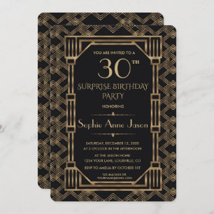 Elegant Gold Black Great Gatsby Birthday Party Invitation