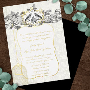 Elegant Gold Black & Grey Birdcage Wedding