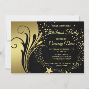 Elegant Gold Black Holidays Party  Invitation
