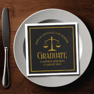 Elegant Gold Black Law School Graduation Party Napkin