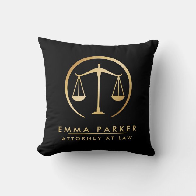Elegant Gold & Black Lawyer Black Cushion (Front)