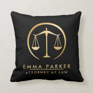 Elegant Gold & Black Lawyer Black Cushion