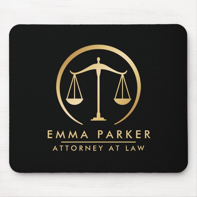 Elegant Gold & Black Lawyer Black Mouse Mat (Front)