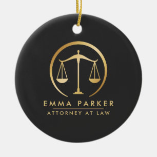 Elegant Gold & Black Lawyer Ceramic Tree Decoration