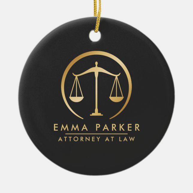 Elegant Gold & Black Lawyer Ceramic Tree Decoration (Front)