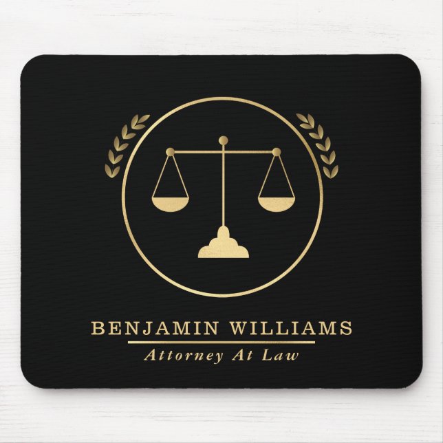 Elegant Gold & Black Lawyer Mouse Mat (Front)