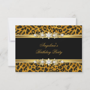 Elegant Gold Black Leopard Birthday Party Invitation
