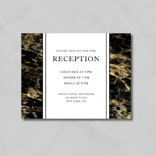 Elegant Gold Black Marble Wedding Reception Enclosure Card