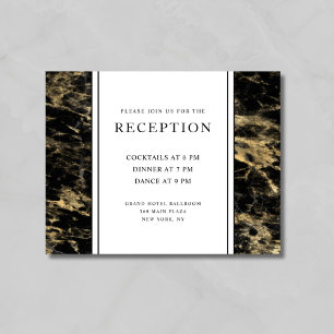 Elegant Gold Black Marble Wedding Reception Enclosure Card