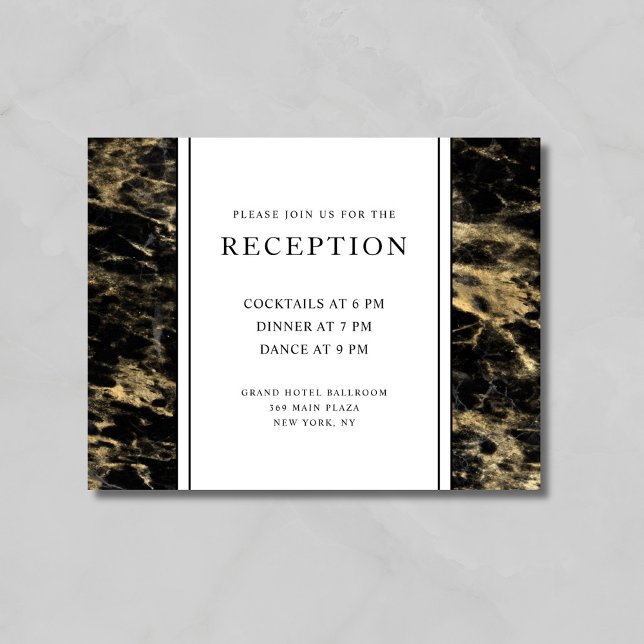 Elegant Gold Black Marble Wedding Reception Enclosure Card (Elegant Gold Black Marble Wedding Reception Enclosure Card)