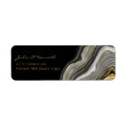 Elegant Gold Black Marble Wedding Return Address L