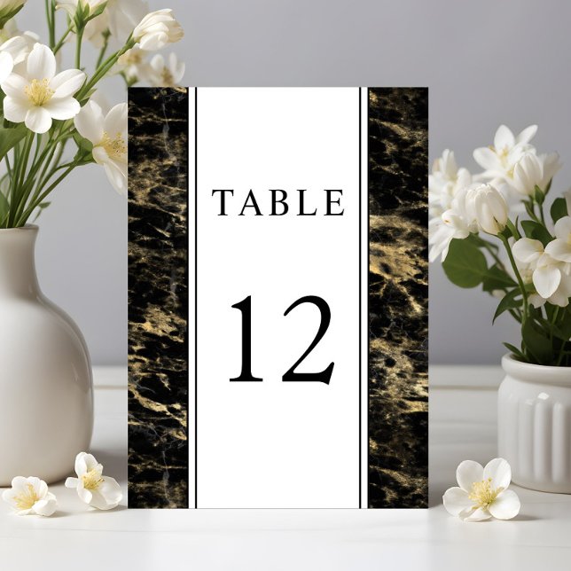 Elegant Gold Black Marble Wedding Table Number (Elegant Gold Black Marble Wedding Table Number)