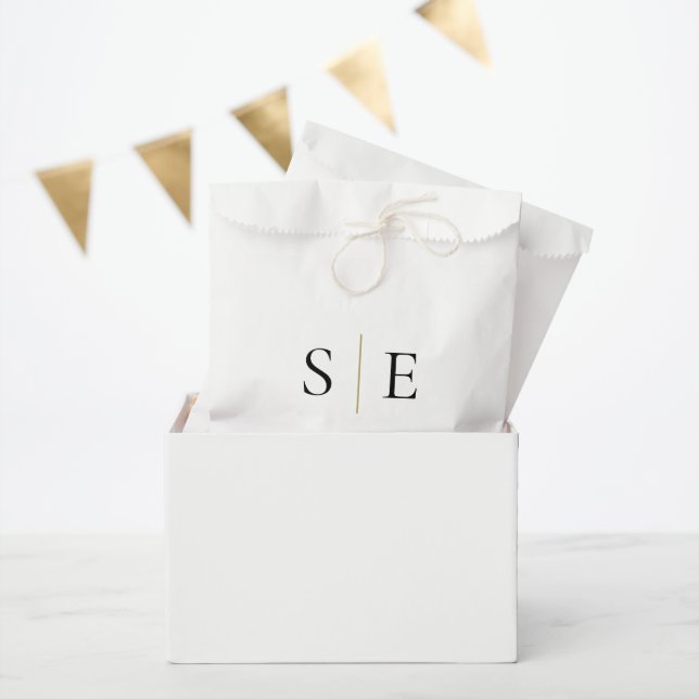 Elegant Gold Black Monogram Minimalist Favour Bags (Party)