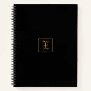 Elegant Gold Black Monogram Personalised Notebook