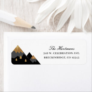 Elegant Gold Black Mountains Return Address