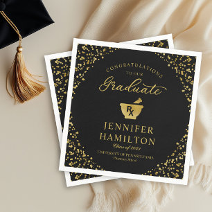 Elegant Gold Black Nurse Doctor Graduation Napkin