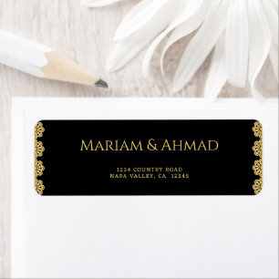 Elegant Gold & Black Ornamental Wedding Address
