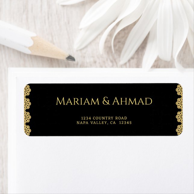 Elegant Gold & Black Ornamental Wedding Address (Insitu)