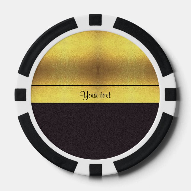 Elegant Gold & Black Poker Chips (Front)
