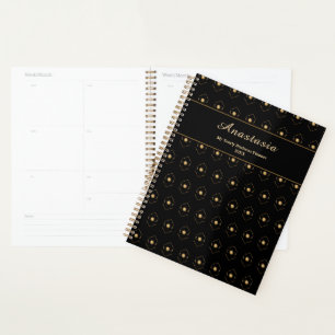 Elegant Gold Black Professional Name Personalise Planner