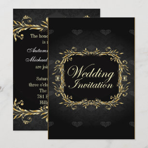 Elegant Gold black Regal Wedding Invitation