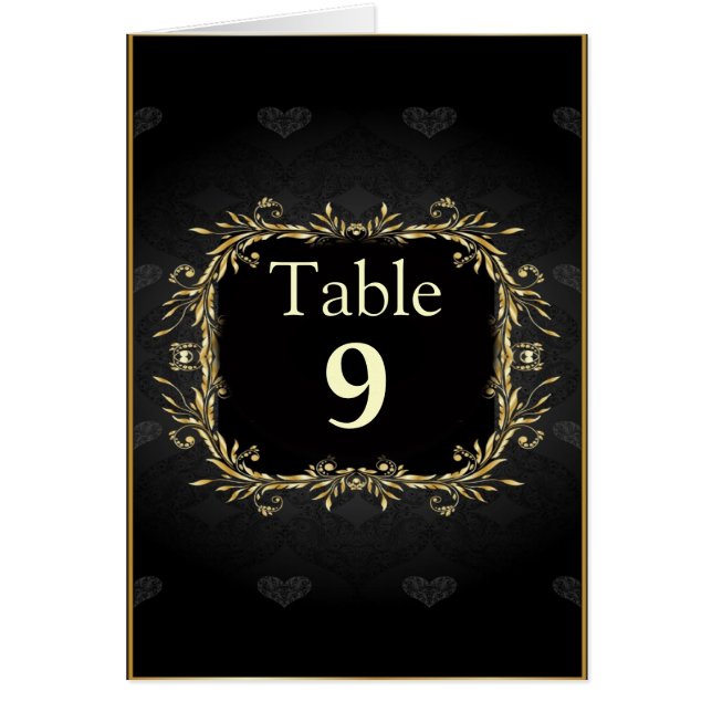 Elegant Gold black Regal Wedding Table Number (Front)