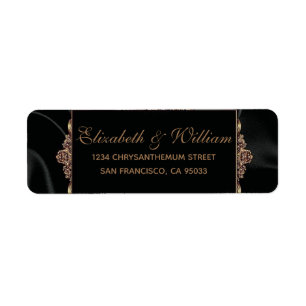 Elegant Gold Black Return Address   Label