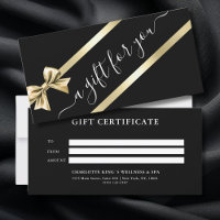 ELEGANT, GOLD, BLACK, RIBBON BUSINESS CERTIFICATE 