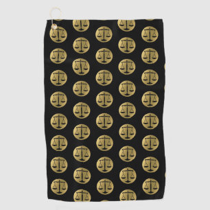 Elegant Gold Black Scales of Justice   Lawyer Golf Towel
