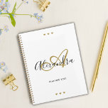 Elegant Gold Black Script Initial Name Monogram Planner<br><div class="desc">Elevate your organisational style with our Elegant Gold Black Script Initial Name Monogram Planner. This sophisticated planner features a luxurious gold and black colour palette, exuding a timeless elegance perfect for any professional or personal setting. The cover showcases a beautifully crafted script initial and personalised name monogram, making it uniquely...</div>