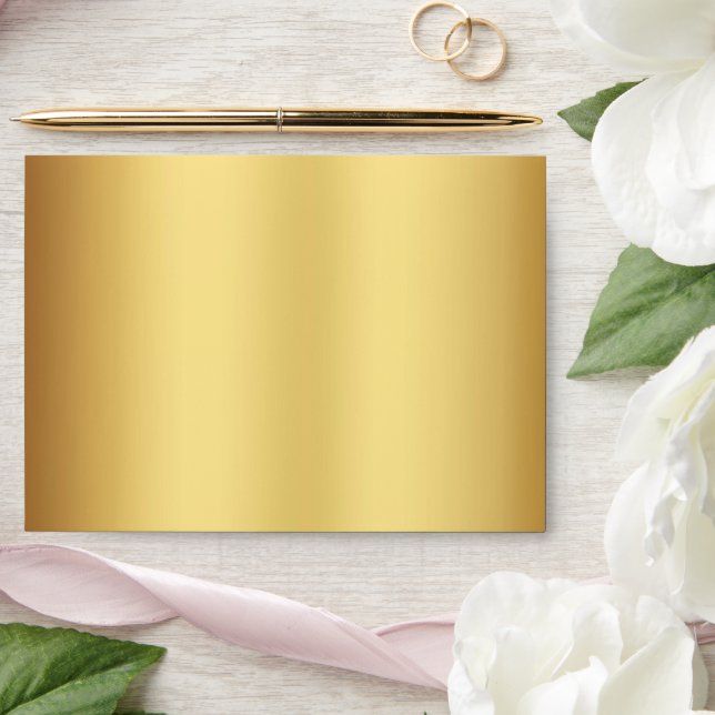 Elegant Gold Black Script Wedding Return Address Envelope (Wedding)