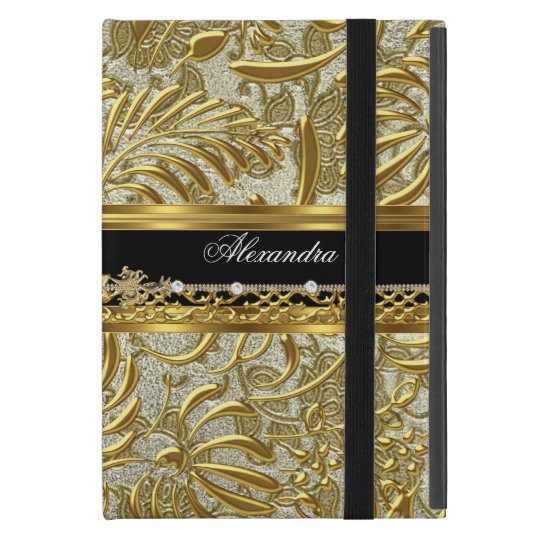 Elegant Gold Black Silver Damask Fashionable iPad Mini Cover