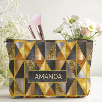 Elegant gold black silver geometric triangles